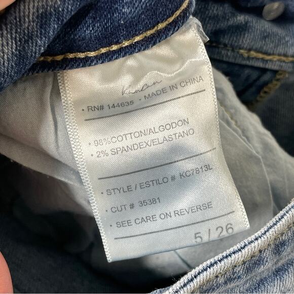 KanCan Distressed Raw Hem Skinny Stretch Jeans Light Wash Size 5/26 - Picture 5 of 9